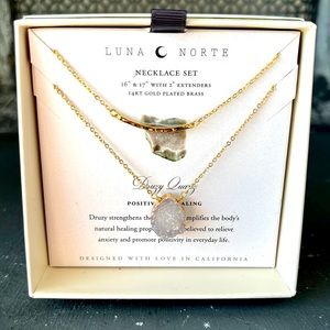 Luna Norte Druzy Quartz Necklace Gift Box Set